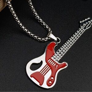 The best gift  
Stainless steel guitar necklace. Red or Black🎁